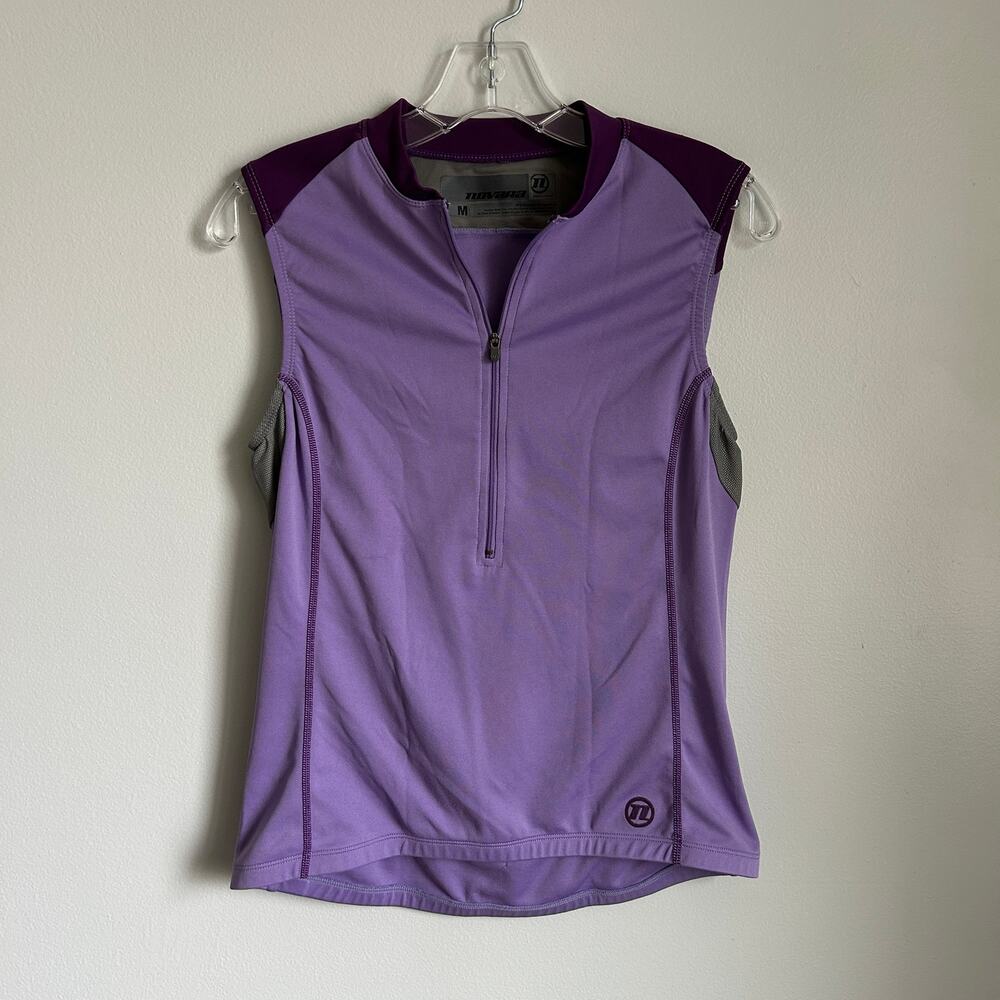 Novara Purple Half Zip Back Pockets Sleeveless Bike Jersey Cycling Top Medium